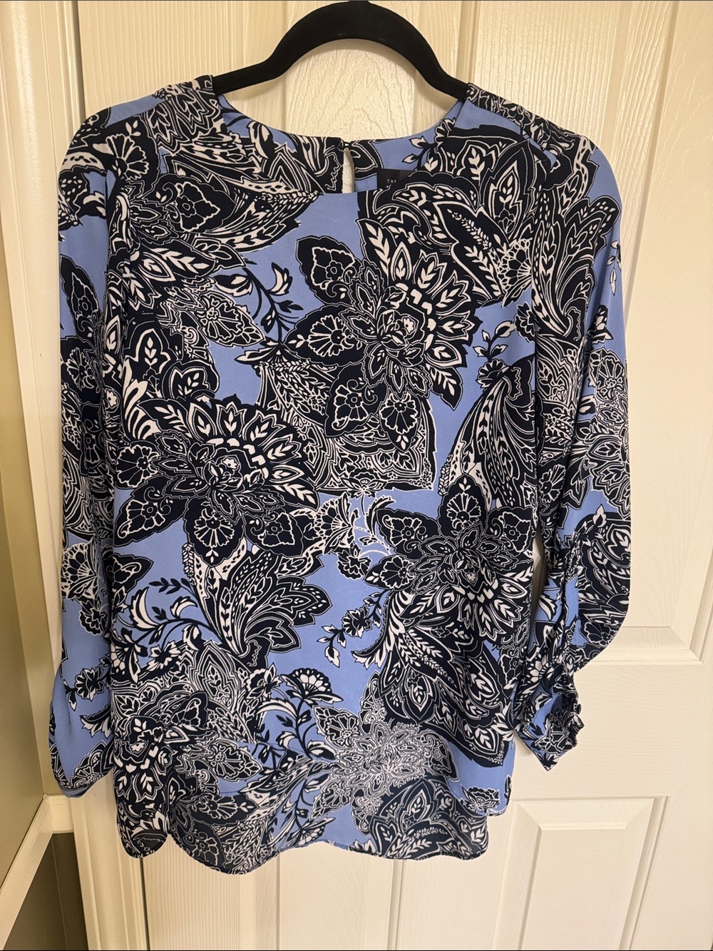 The Limited Navy and Light Blue Floral Paisley Blouse